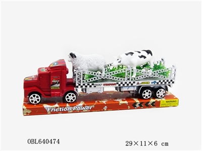 Drag head silver flat car two grass two animals - OBL640474