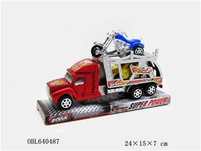 惯性拖头车拖1只甲壳虫和1只哈雷摩托 - OBL640487
