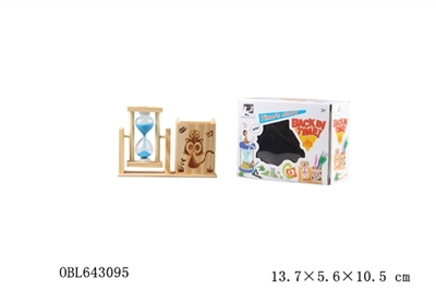 Quadrate pen container wooden hourglass - cat - OBL643095