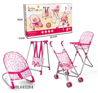 Combined four piece set (iron car, swing, dining chair, rocking chair) - OBL643264