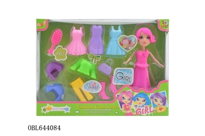 Color box only 7 inches large sister with many mini plastic clothes bag two wigs - OBL644084