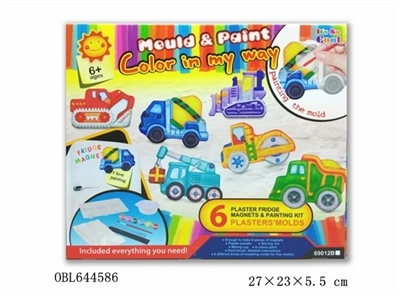 Creative DIY craft gypsum toy refrigerator - coloured drawing or pattern the truck - OBL644586