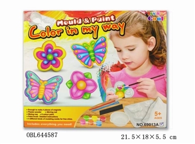 Creative DIY craft gypsum toy refrigerator - coloured drawing or pattern the flowers - OBL644587