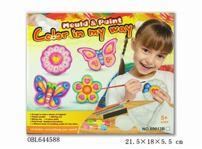 Creative DIY craft gypsum toy refrigerator - coloured drawing or pattern the flowers - OBL644588