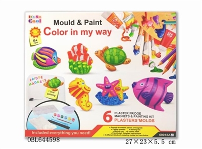 DIY gypsum toy refrigerator - sea coloured drawing or pattern - OBL644598
