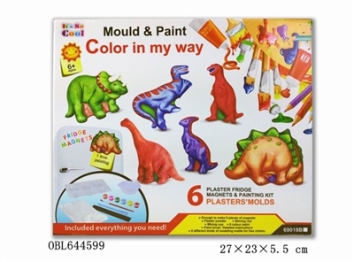 DIY gypsum toy refrigerator - coloured drawing or pattern of dinosaurs - OBL644599