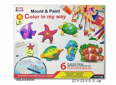 DIY gypsum toy refrigerator - coloured drawing or pattern underwater world - OBL644600