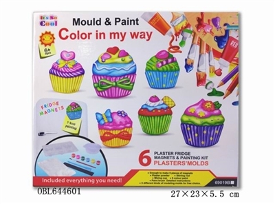 DIY gypsum toy refrigerator - coloured drawing or pattern cupcakes - OBL644601