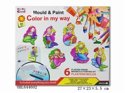 DIY gypsum toy refrigerator - coloured drawing or pattern mermaid princess - OBL644602