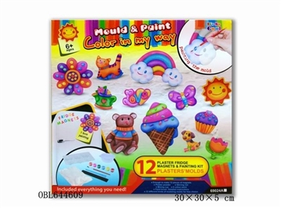 DIY gypsum toy refrigerator - summer sun coloured drawing or pattern - OBL644609
