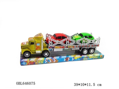 惯性喷漆拖卡车载2只小轿车 - OBL646075