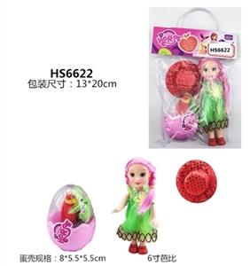 6 inch doll with eggs, hat - OBL650078