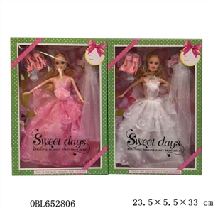 婚纱十一寸半实身时装芭比带鞋子加睫毛 - OBL652806