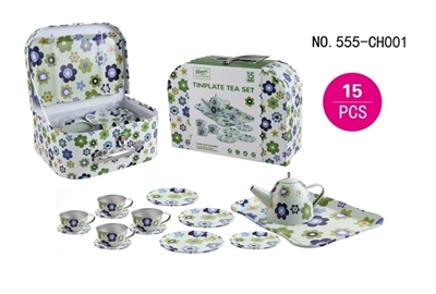 Tin pot: green flowers - OBL654064