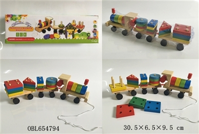 Wooden graphical building blocks the train - OBL654794