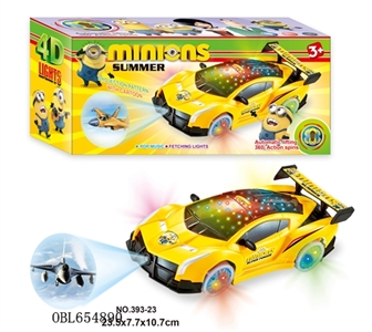 Electric universal 4 d light music yellow revolving car - OBL654890