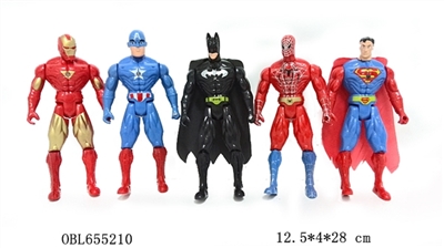 蜘蛛侠，蝙蝠侠，超人，美国队长，钢铁侠，绿巨人带灯光公仔 - OBL655210