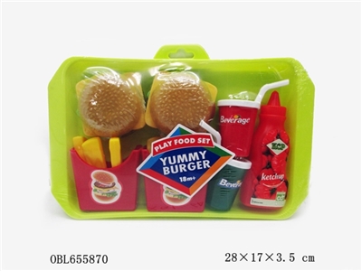 Hamburgers French fries drink tomato sauce dish - OBL655870