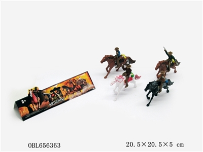 4 cowboys ride a horse - OBL656363