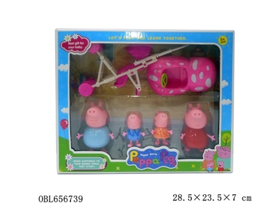 粉红小猪别墅粉红车 - OBL656739