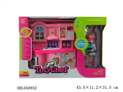Light music sound simulation kitchen with solid barbie toys - OBL658852