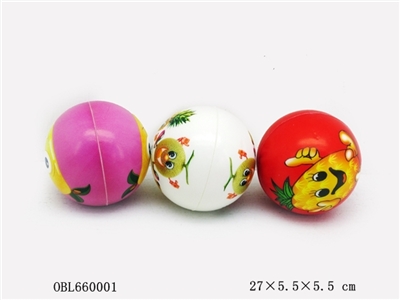 Three grain of 2.5 inch fruit PU ball - OBL660001