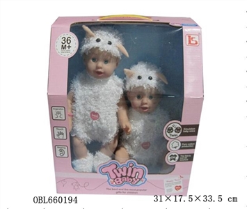 动物双胞胎娃娃带四声IC(绵羊)(三粒AA电池) - OBL660194
