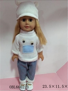 18 inches of evade glue girl from head to toe Wearing a wool hat pants lining rubber boots - OBL660223