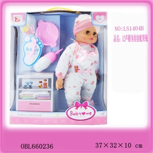 14 inch cotton body doll with 12 sound IC (bottle) (three AG13 button batteries) - OBL660236