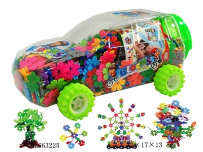 树叶雪花粒积木大车罐850PCS - OBL663225