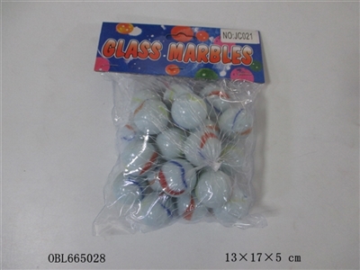 20只庄奶白三花玻璃珠（2.5cm） - OBL665028
