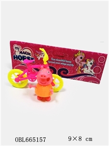 Live donkey work foot rubber plastic pig sister rides a bike - OBL665157
