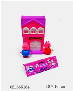 Live donkey work plastic feet pig dad and mom took a house - OBL665164