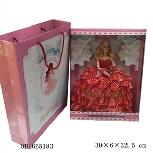 High-end wedding Sally gift belt bag and box 12 inch solid body joints barbie with bunch of flowers - OBL665183