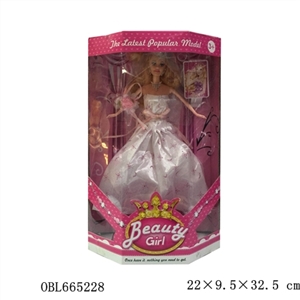 Wedding dress 11 inches and a half solid body fashion barbie with flowers and eyelashes - OBL665228
