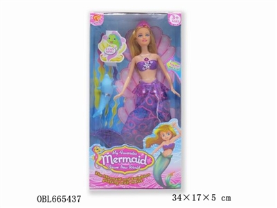11.5 inch double IC lights flash mermaid with dolphins - OBL665437