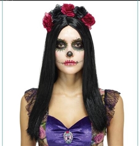 Day of the Dead Flower Wig - OBL668927