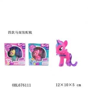 高档盒装搪胶战马带发夹梳子 - OBL676111