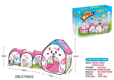 Kandy children cartoon rabbit tent play house fit tunnel tube - OBL679862
