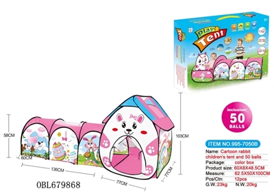 Kandy children cartoon rabbit tent game house fit tunnel climb cylinder with 50 grain of 6 cm ocean  - OBL679868