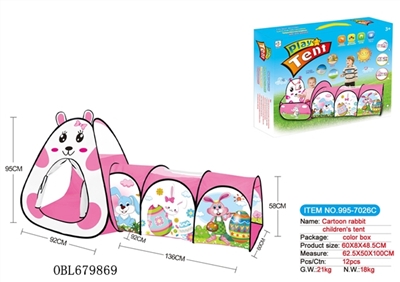 Kandy children cartoon rabbit tent play house fit tunnel tube - OBL679869