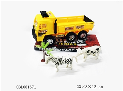 Solid color plating wheel inertia engineering vehicle coconut trees cows zebra - OBL681671