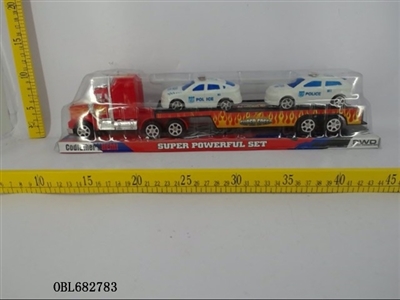 Solid color inertial tow head slide plate carrying two police cars - OBL682783