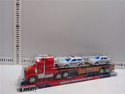 Solid color inertial tow head slide plate carrying two police cars - OBL682811