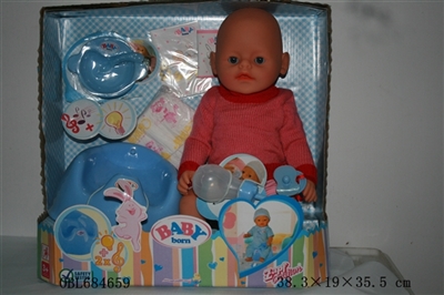 Blink of an eye, tears, screaming, drink water, drink milk, urine, bedpan, music, light doll - OBL684659