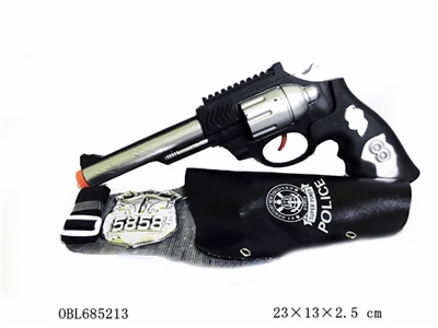 线条银火石枪配皮套警徽 - OBL685213