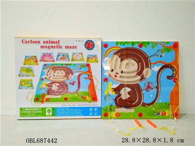 Wooden monkey maze with magnetic pen - OBL687442