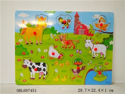 Wooden hand grasp puzzle farm animals - OBL687451