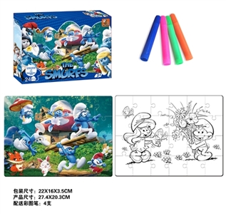 The Smurfs color plane puzzles with crayons - OBL688235