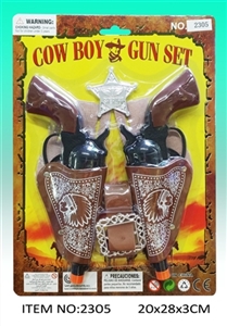 Brown double cowboy holster belt badge gun black color - OBL691136